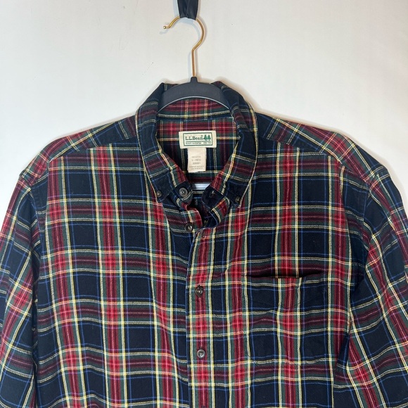 L.L. Bean Shirt Mens Large Long Sleeve Scotch Red Plaid Flannel Vintage Outdoor - Picture 11 of 12